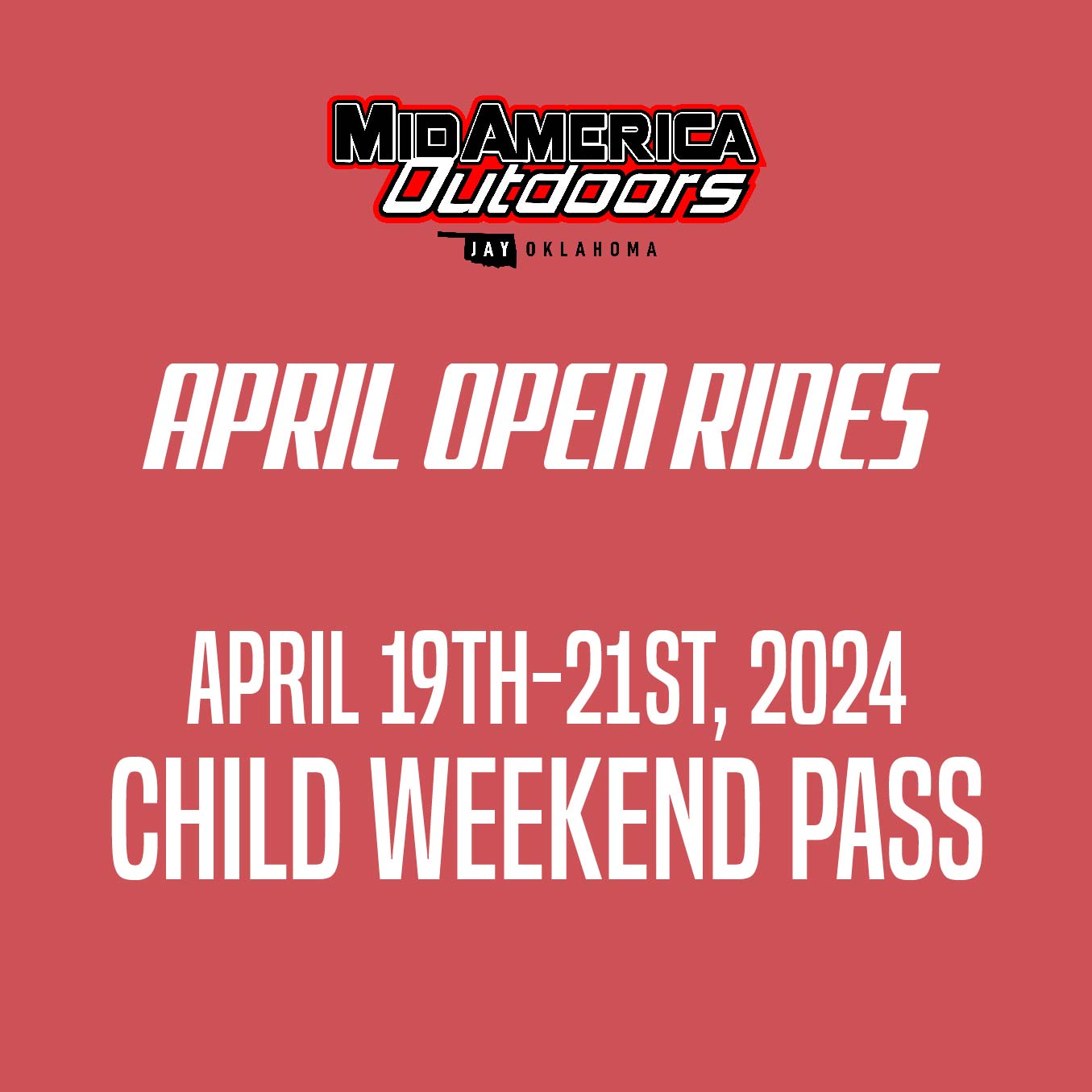 Child Full Weekend: 2024 April 19th-21st Open Ride