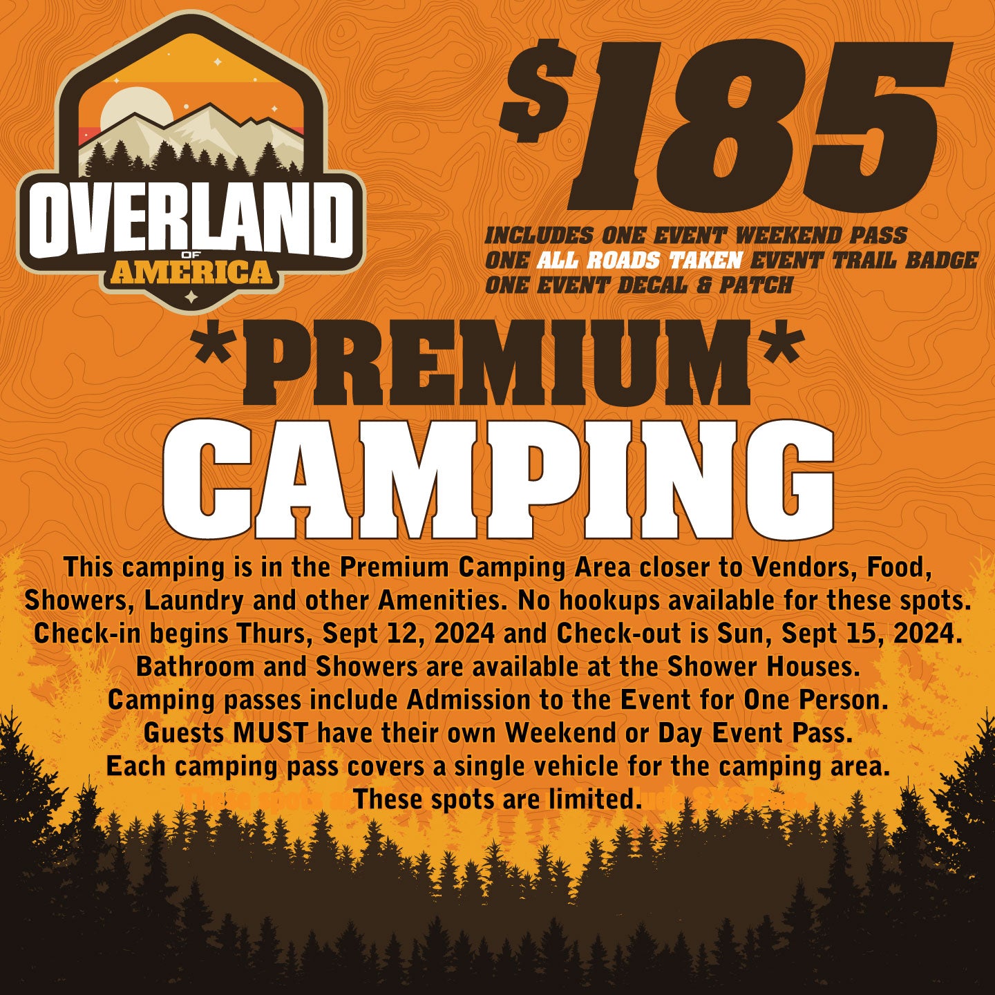 2024 Overland -DRY CAMPING - East Park ORANGE 1 – MidAmerica Outdoors LLC