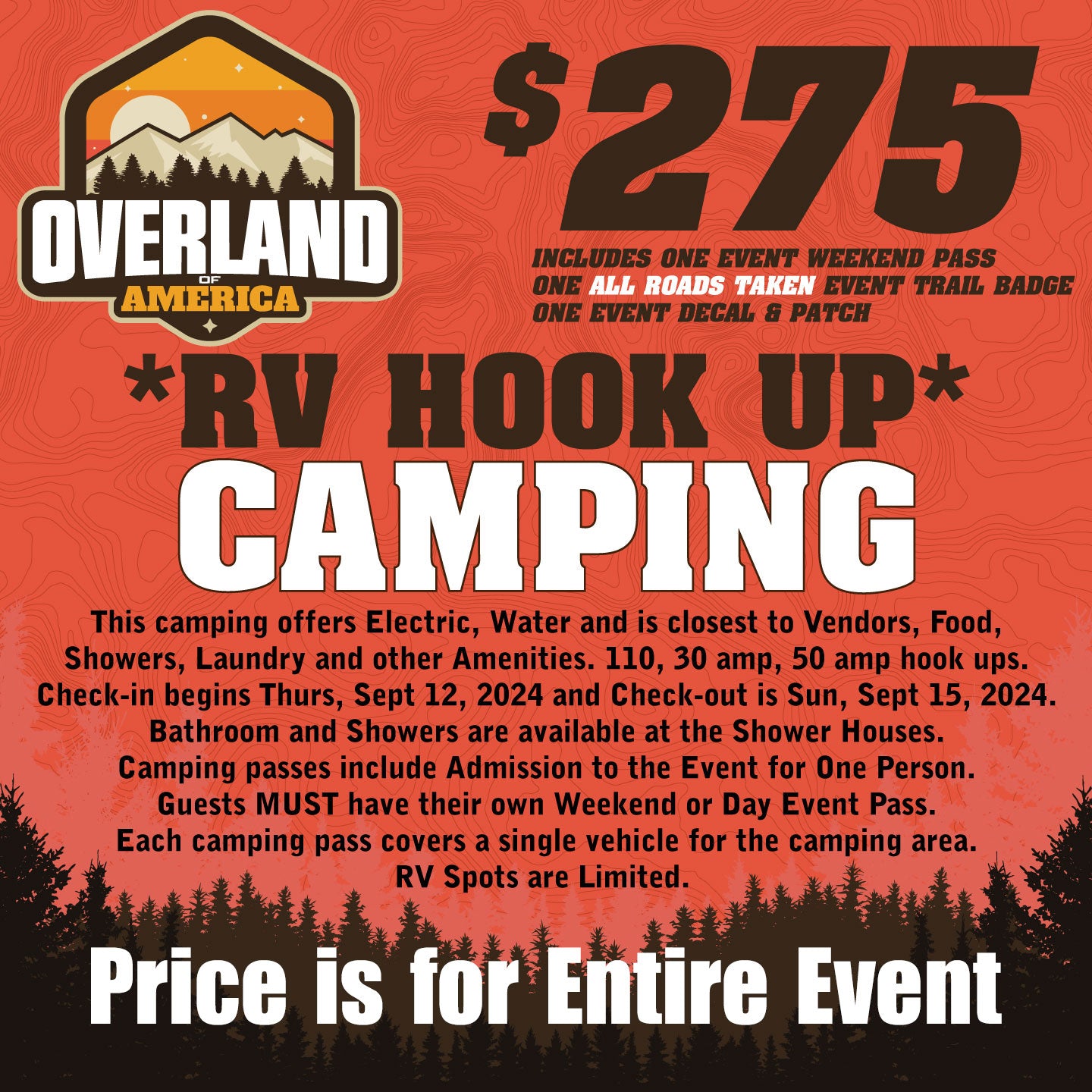 2024 Overland -RV SITES - Hookup RV Sites Row H